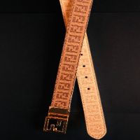 Brown Fendi Zucca canvas reversible belt