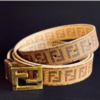 Brown Fendi Zucca canvas reversible belt